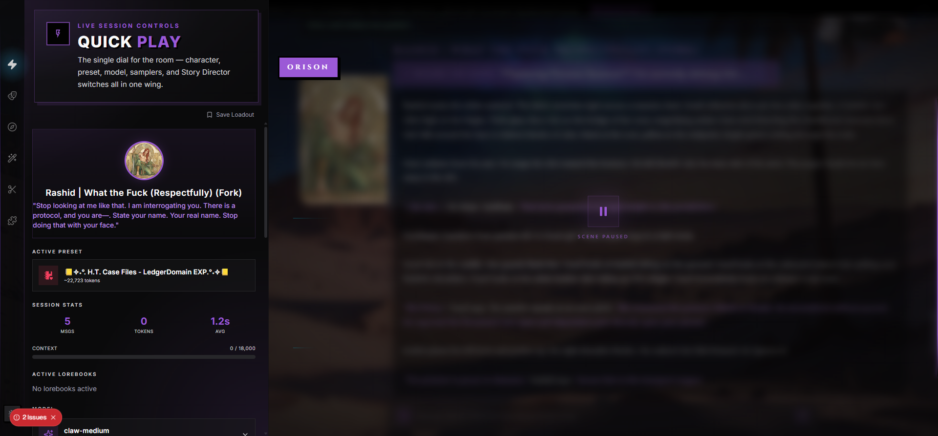 Story Director toggles in Quick Play