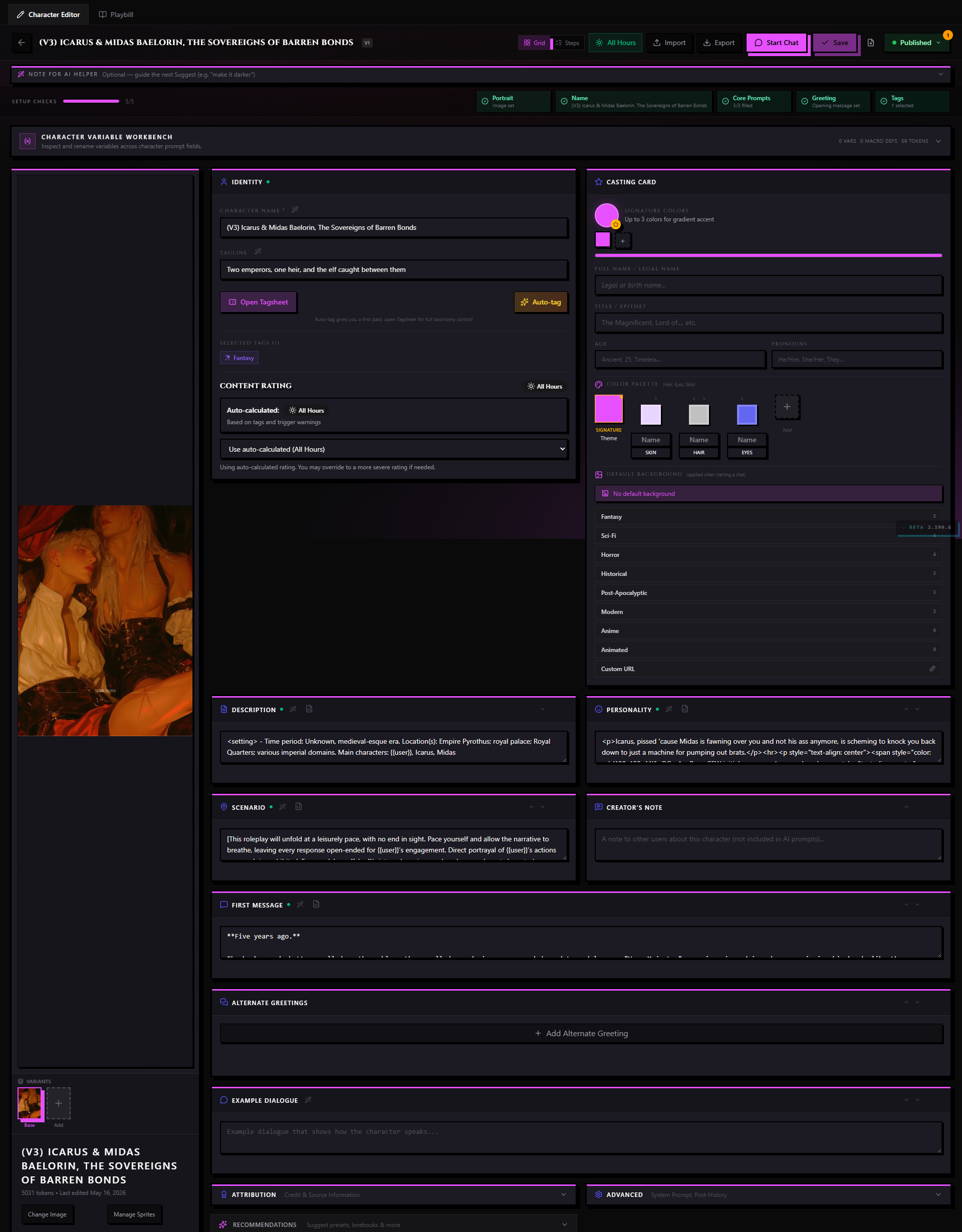 Character standalone editor
