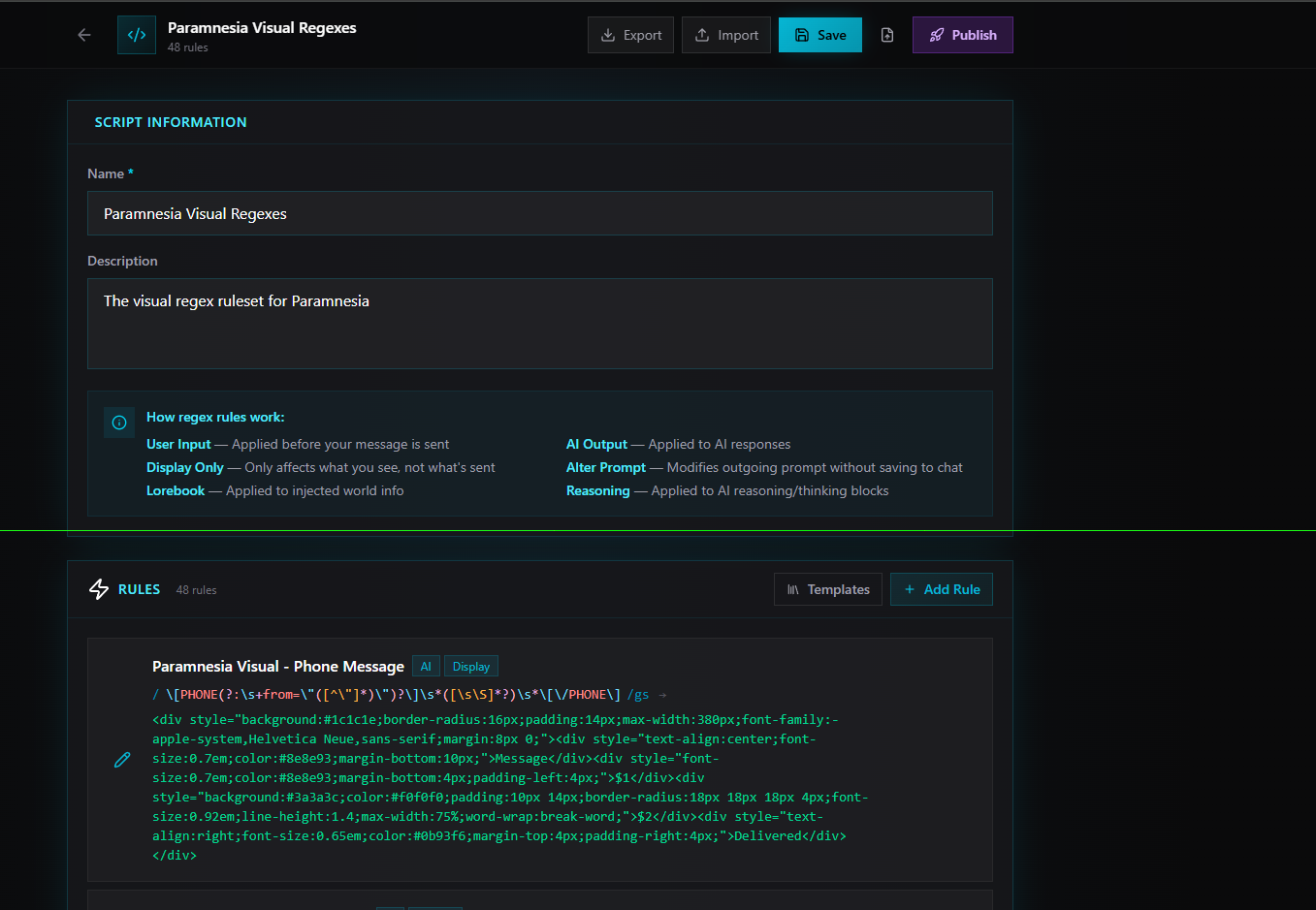 Regex Script standalone editor
