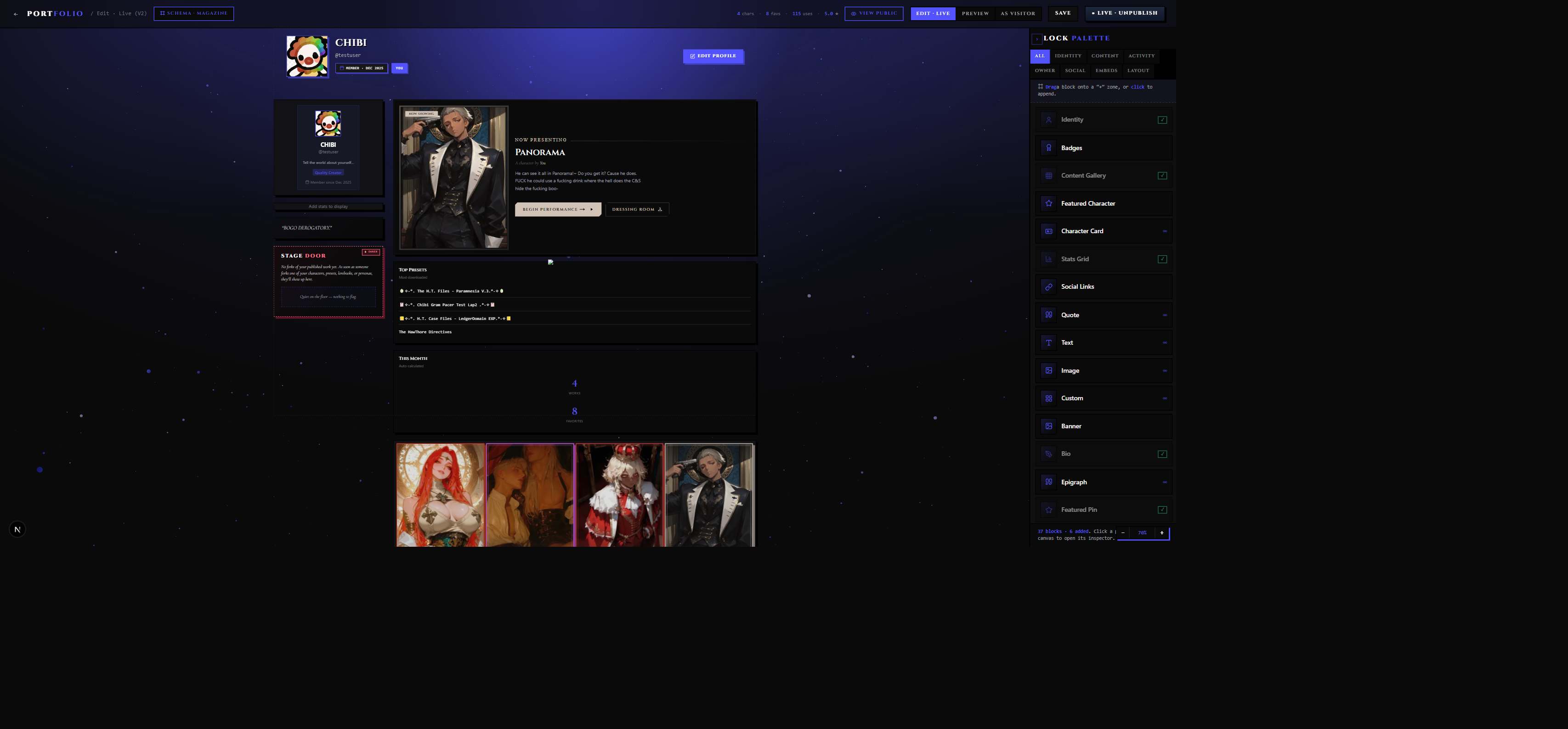 V2 Portfolio editor